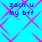 Pixelated blue background with pink diamond lattice pattern and purple text reading 'zach u my bff' in four identical quadrants.