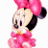 A 48x48 pixel animated buddy icon featuring Minnie Mouse on the left and green text on a dark background on the right, displayed as a contact sheet with two frames.