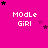 A static image with a bright pink background displays repeated 'ModLe GIRL' text in white pixelated font, surrounded by scattered black and purple stars.
