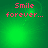 Green background with pink text 'Smile forever...' and shifting light effects across four
