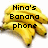 Pixelated image of a yellow banana with black text overlay reading "Nino's Banana phone" in a blocky font.