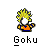 Pixelated character with spiky yellow hair, white face, orange shirt, and blue pants; four identical static icons arranged in a with one animated variant showing hair lightening