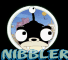 Circular cartoon character icon with blue sky background, white border, and 'NIBBLER' text below; three distinct eye states across observations.
