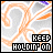 Animated icon with orange and white swirling patterns on gray background, displaying 'KEEP HOLDIN' ON' text in black-and-white pixelated font.
