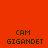 Red background with four identical pixelated text blocks reading 'CAM GIGANDET' in dark brown, arranged in a