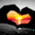 A heart-shaped orange and yellow flame icon held by hands, with blue text reading "Step Into My Vision I Want To See The Beautiful View."