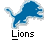 Blue pixelated lion silhouette with white outline on gray background, accompanied by text elements.