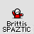 Pixel art character in red outfit with white head, performing sequential arm movements and body rotations