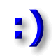 Two blue emoticons side-by-side: left is smiling face with two square eyes, right is frowning face with same eye shape.