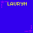Blue background with yellow text 'LAURYN' repeated six times, each preceded by a pink star and dotted line.