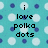 Pixelated icon with cyan background featuring white and blue dots, black text reading 'i love polka dots' in lowercase.