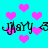 Pixelated cyan background with scattered pink hearts and repeated black cursive text 'Mary & Mary' in two