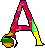 Four pixelated A-shaped icons with varying color schemes and backgrounds, displayed in a