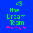 Green pixelated text on blue background reads 'i <3 the Dream Team' with pink and purple asterisks below.