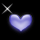 Six pixelated heart shapes in light purple with white sparkles on black background, arranged in two of three