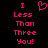 Pixelated pink text and heart symbol on black background, with 'I Less Than Three You!' displayed in two