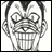 Pixelated grayscale image of a character with exaggerated facial features, including wide eyes and a broad grin, next to text reading "Anime IM" and "com" on a black background.