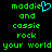 Green pixelated text on black background with cyan heart symbol replacing 'e' in 'maddie', repeated twice side-by-side.