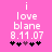 Pink background with white text reading 'i love blane 8.11.07' and five black/purple asterisks below, showing animation change in asterisk positions.