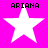Four identical white five-pointed stars on bright pink background with "ARIANA" text above each star in black pixelated font.