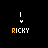 Pixelated icon with 'RICKY' text and downward arrow, showing color variations across six positions.