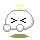 A 4-frame pixel art animation of a white cartoon character with black eyes and yellow antenna, showing subtle pose changes across frames on a gray background.