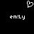 Pixelated white heart symbol above two identical text strings on black background.