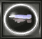 A circular icon with a glowing white ring around its perimeter, containing a light blue and gray object resembling a stylized aircraft or missile on a dark background.