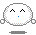 Six pixelated white circular figures with closed eyes and blue mouth shapes on gray background, each in distinct pose or expression.