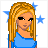 Animated contact sheet of a pixel-art character with blonde hair and blue top, showing multiple frames including full-body, headshot, star patterns, and text "Love You!" against white background.