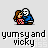 Pixel art of two characters embracing, one with brown hair in pink clothing, the other with white hair in blue clothing, with text bubbles reading "IT'S ALL MUSCLE."