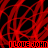 Red scribbled lines overlay black background with repeated 'I LOVE JOHN' text in red pixelated font