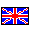 Two pixelated Union Jack designs: a rectangular flag with black border and a map-shaped outline on gray background.