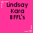 Pixelated text on bright pink background with white star and dot animations; 'Lindsay Kara BFFL's' repeated in three
