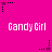 A static image with a bright pink background displays repeated 'Candy Girl' text and star symbols in white, black, and purple.