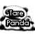 Black-and-white pixelated panda icon with "Tare Panda" text overlay on left side, holding a game controller on right side.