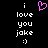 Pixelated text and symbols on black background with pink heart symbol above 'i love you joke :)' in white pixel font.