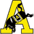 A large yellow capital letter A with black and gray pixelated details, set against a white background.