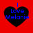 Four identical heart-shaped icons with blue text on a red background, each displaying 'I Love Melanie' with a vertical blue line above the heart.