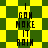 Pixelated text "I GON MAKE IT RAIN" repeated vertically on a yellow and green checkered background with diamond-shaped pattern variations.