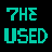 Pixelated cyan text 'THE USED' on a solid black background, with the number 7 replacing the letter T in THE.