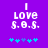 Pixelated text and symbols on a purple background with animated blue star-like shapes changing position.