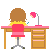 A 4x3 contact sheet of a pixel art animation showing a girl at a desk with changing lamp positions and small facial details across frames.