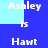 Pixelated text on blue and light blue background with repeated 'Ashley is Hawt Ashley' phrases.