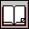 Pixelated open book animation with pages turning sequentially , each frame showing a distinct page position within a red and gray border