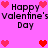 Pixelated pink background with repeated 'Happy Valentine's Day' text and red heart symbols in various positions.