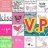 small square icons with various colors and patterns, featuring prominent text overlays including "V.P", "S.C", "C.C", "eva", and a large black number 4