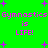 Green background with purple starbursts and repeated pink text 'Gymnastics is LIFE!' in pixelated font.