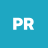 Pixelated white 'PR' letters on solid teal background with slight transparency effect.