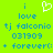 Pixelated green background with blue text and a white heart symbol, displaying 'i love tj falconio 031909 + forever(:' in two identical side-by-side sections.
